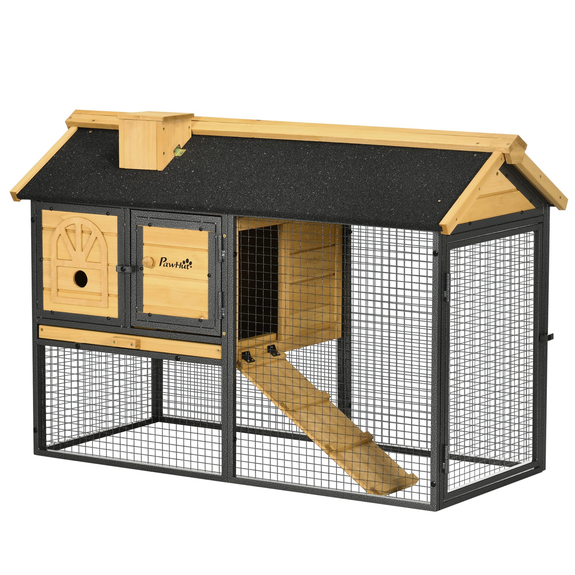 Secure outdoor rabbit hutch